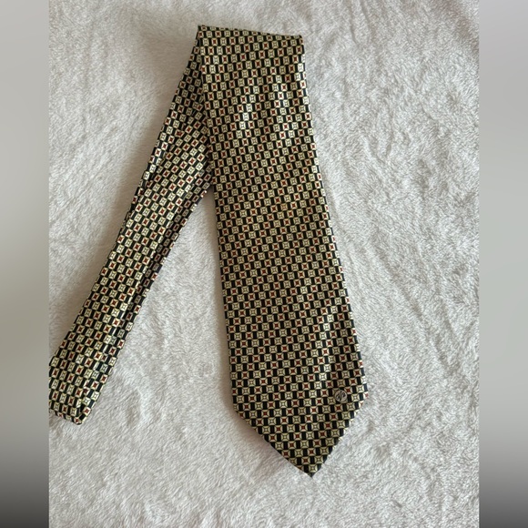 Versace Other - Versace Classics V2 Men’s Silk Necktie Black Red White Geometric Pattern Vtg